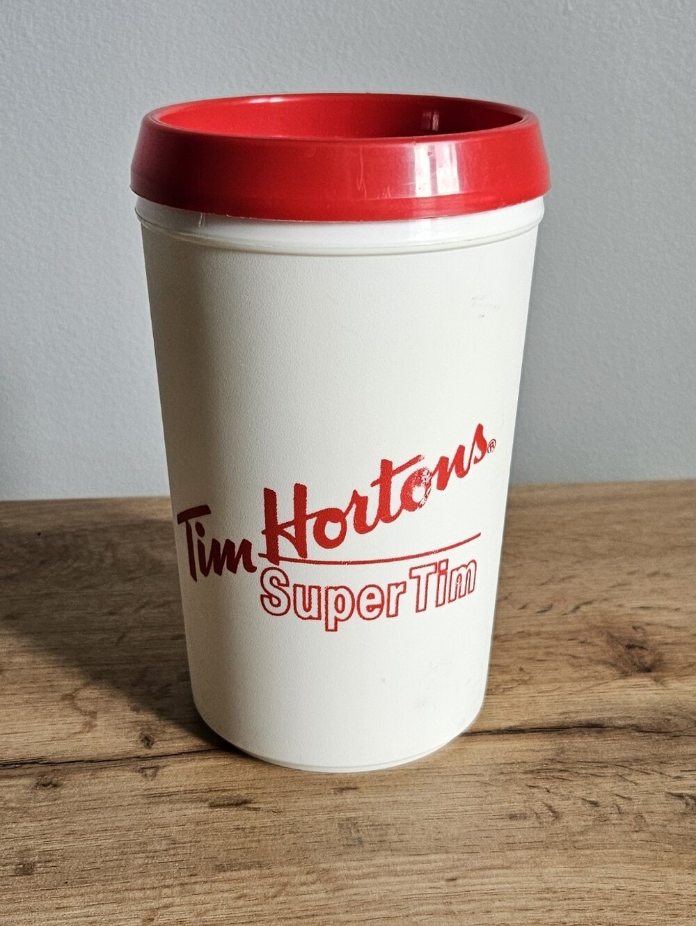 VTG Tim Hortons Super Tim Plastic Travel Mug Aladdin | Made In USA | Red White - Picture 3 of 16